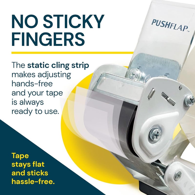 excell EXC-828PL PUSHFLAP Tape Dispenser (2 Inch Wide), Manual, Metal/Plastic, 3 Inch Core for Carton Sealing & Packing, Easy One-Hand Operation - 1 Set + 2 Rolls of Transparent Tape - Image 4