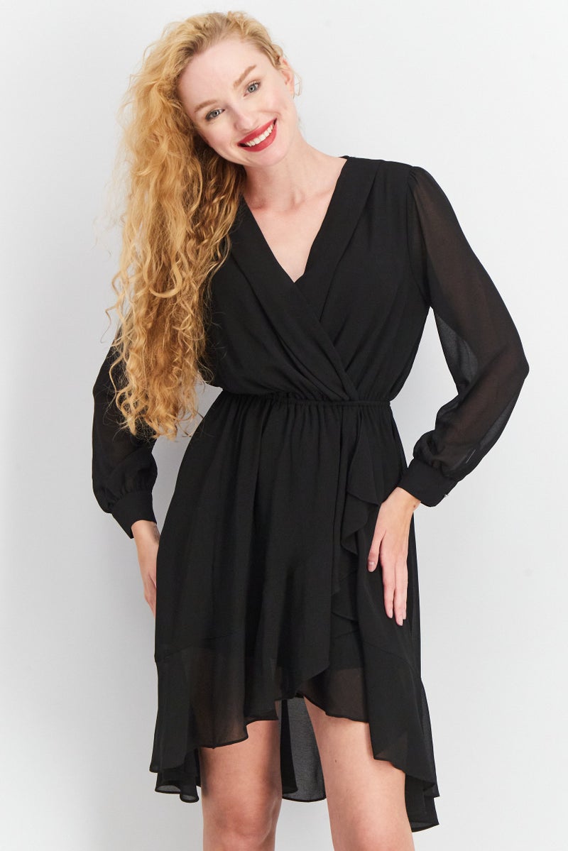 TWINSET Women Plain Midi Casual Dress, Black  - Image 1