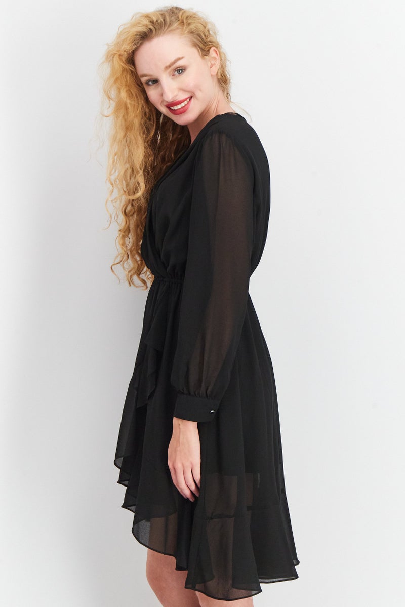 TWINSET Women Plain Midi Casual Dress, Black  - Image 2