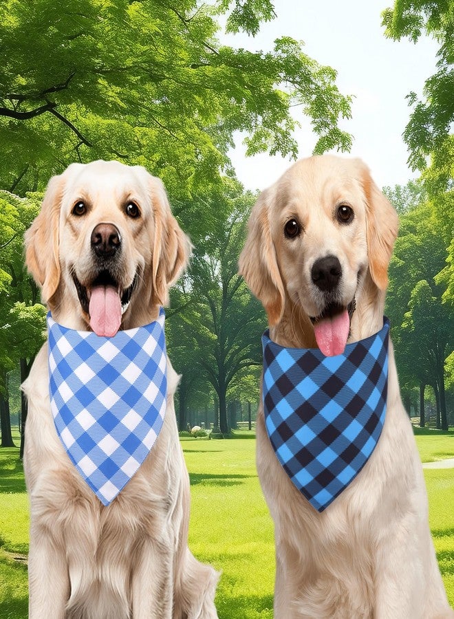 Agroon Dog Bandanas Boy Large 2PCS, Summer Spring Blue Scarf, Durable Triangle Reversible Bibs Handkerchief for Puppy Pet - Image 3