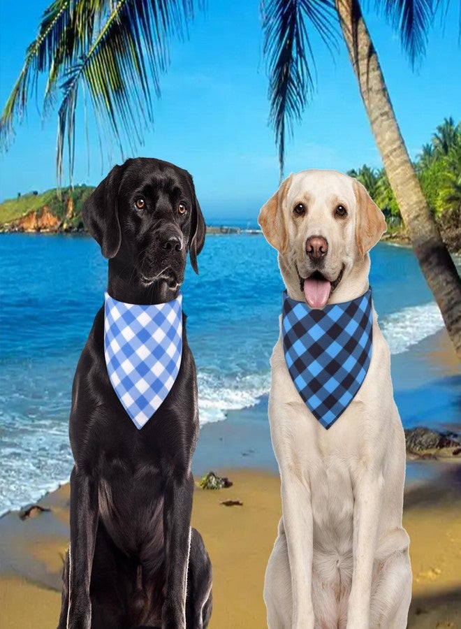 Agroon Dog Bandanas Boy Large 2PCS, Summer Spring Blue Scarf, Durable Triangle Reversible Bibs Handkerchief for Puppy Pet - Image 4