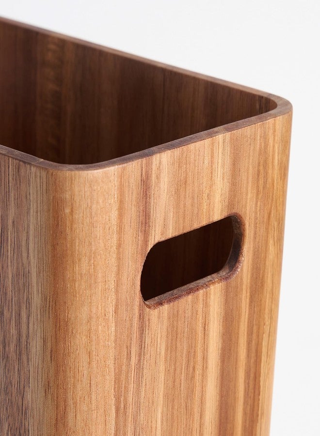 LiTY 3 Gallons Wooden Wastebaskets, Solid Acacia Wood Waste Basket with Handles, Rectangular Trash Can, Garbage Bin for Bedroom, Bathroom, Kitchen, Living Room, Office Decorative - Image 4