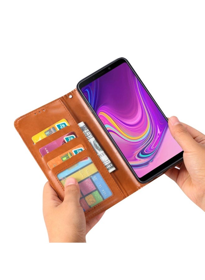 HuHa Case Cover Knead Skin Texture Horizontal Flip Leather Case for Samsung A9 2018, with Photo Frame & Holder & Card Slots & Wallet(Brown)  - Image 3