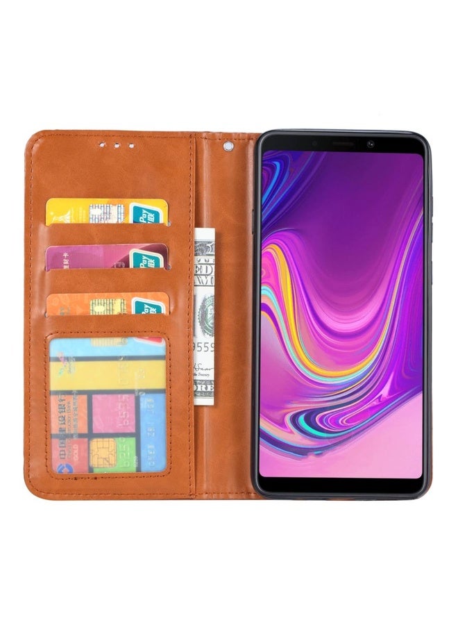 HuHa Case Cover Knead Skin Texture Horizontal Flip Leather Case for Samsung A9 2018, with Photo Frame & Holder & Card Slots & Wallet(Brown)  - Image 4