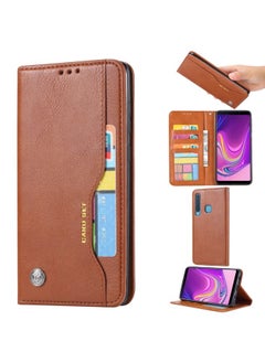 Generic Case Cover Knead Skin Texture Horizontal Flip Leather Case for Samsung A9 2018, with Photo Frame & Holder & Card Slots & Wallet Brown 