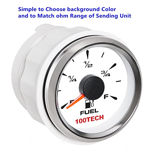 100TECH Marine Fuel Gauge Boat Gauge Fuel Gauge Aftermarket Fuel Level Gauge Marine Automotive Replacement Gauge 240-33ohm 0-190ohm 240-30ohm 0-180ohm 10-180ohm Motocycle Car Truck Vehicle White - Image 2