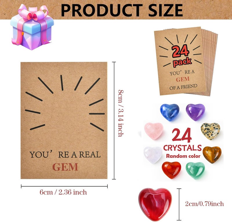 OYB Valentines Day Gifts for Kids, 24 Pack Valentines Cards with Heart, Valentine's Day Crystal Cardsï¼ŒValentines Heart Crystals with Cards,Valentine Exchange Party Favors for Boys & Girls - Image 5
