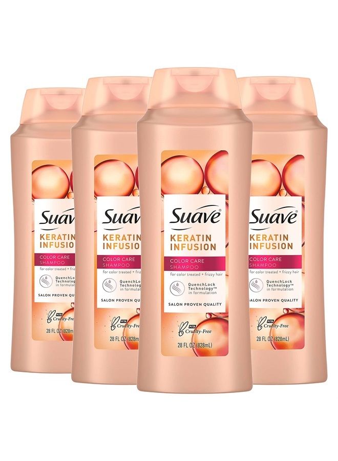 Suave Professionals Color Care Shampoo Shampoo for Color Treated Hair Keratin Infusion Color Protecting Shampoo, 28 Ounce (Pack of 4)  - Image 1