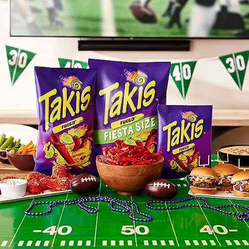 Taki's Takis Fuego 17 oz Fiesta Size Bag, Hot Chili Pepper & Lime Flavored Extreme Spicy Rolled Tortilla Chips - Image 3