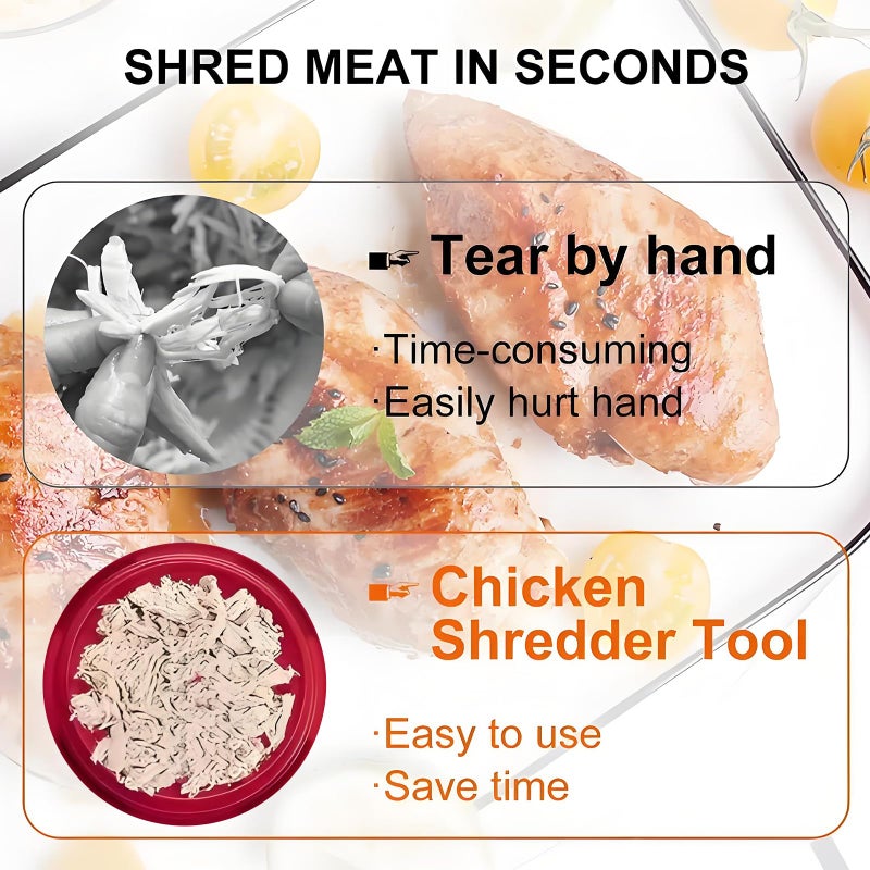 Yehenarn Chicken Shredder,Manual Meat Grinder,Pet Food Aid,High Resistance To 356 Â° F,Free Of Bisphenol A,Strong Anti Slip,Easy To Use,Specially Designed For Grinding Meat And Vegetables(Red) - Image 5