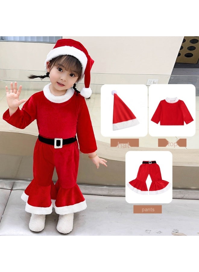 Christmas Children's Clothing, Baby Christmas Outfits Boys And Girls Photo Theme Clothes Baby Red And Green Flared Pants Sets - Image 1