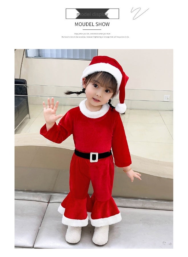 Christmas Children's Clothing, Baby Christmas Outfits Boys And Girls Photo Theme Clothes Baby Red And Green Flared Pants Sets - Image 2