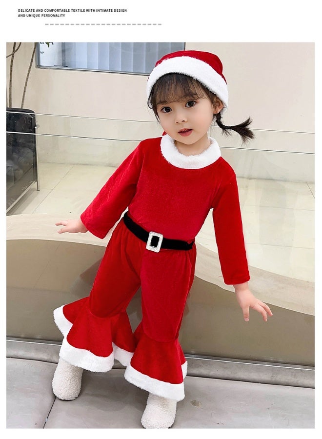 Christmas Children's Clothing, Baby Christmas Outfits Boys And Girls Photo Theme Clothes Baby Red And Green Flared Pants Sets - Image 3