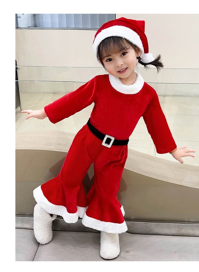 Christmas Children's Clothing, Baby Christmas Outfits Boys And Girls Photo Theme Clothes Baby Red And Green Flared Pants Sets - Image 5