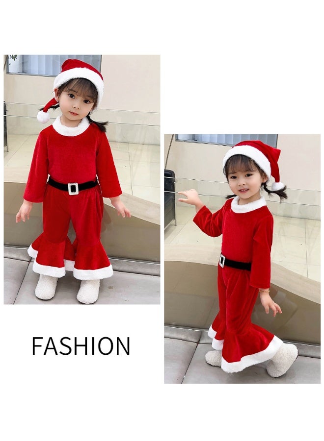 Christmas Children's Clothing, Baby Christmas Outfits Boys And Girls Photo Theme Clothes Baby Red And Green Flared Pants Sets - Image 4