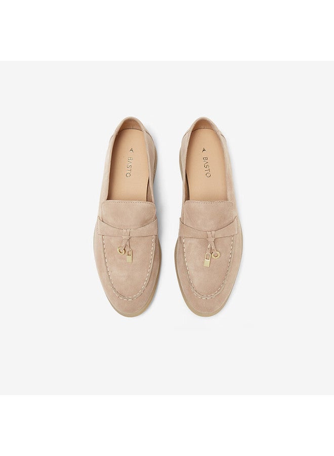 Basto Autumn 24 Offline Synchronized Commuter Loafers Chunky Heel Women's Shoes A4821ca4, Light Apricot Color, Size 38 - Image 2