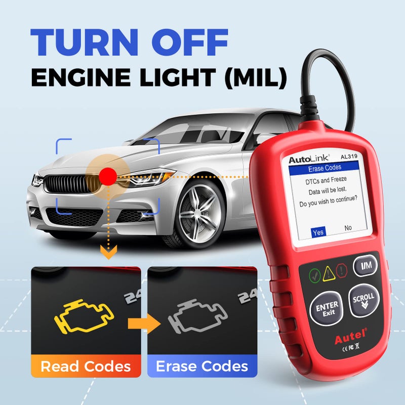 Autel Professional OBD2 Scanner AL319 Code Reader, Enhanced Check and Reset Engine Fault Code, Live Data, Freeze Frame, CAN Car Diagnostic Scan Tools for All OBDII Vehicles After 1996, 2025 Upgraded - Image 3