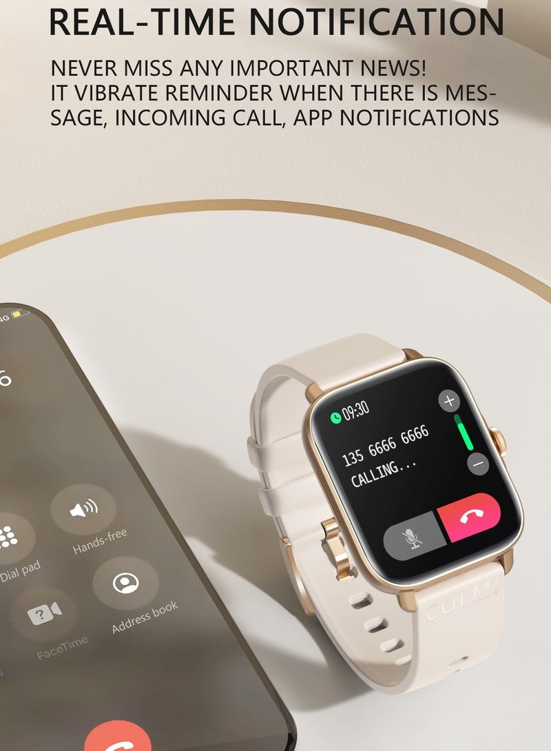 ColMi P28 Plus Smart Watch, IP67 Waterproof Full Touch Screen Android Watch, Lightweight And Comfortable Fitness Tracker With Blood Pressure Heart Rate Monitoring, (1pc, Beige) - Image 3