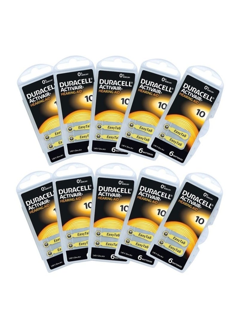 Duracell 60x Duracell Activair Hearing Aid Batteries (Size 10) Zinc-Air 1.45V Mercury Free - Image 1