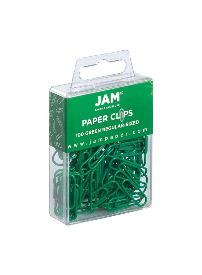 جام بايبر مشابك ورق قياسية ملونة من JAM PAPER - عادية مقاس 1 بوصة - مشبك ورق أخضر - 100 مشبك/عبوة - Image 2
