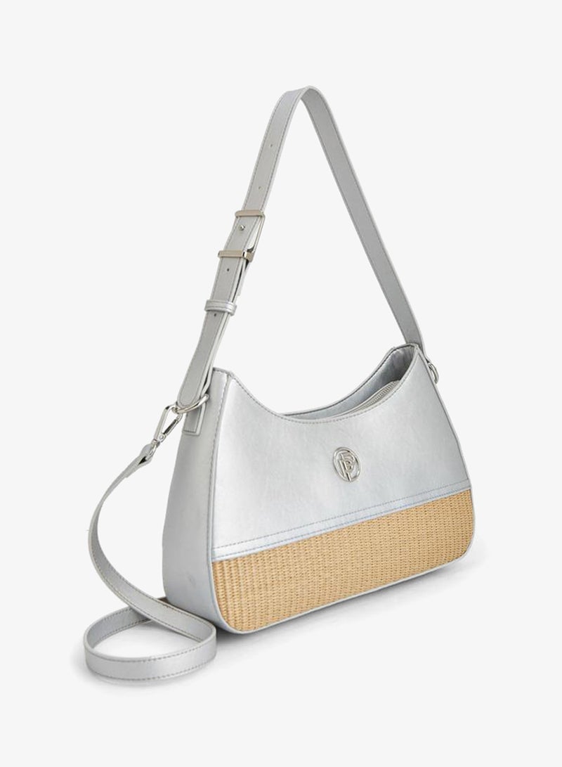 Peppermint Textured Shoulder Bag With Zip Closure - Image 3