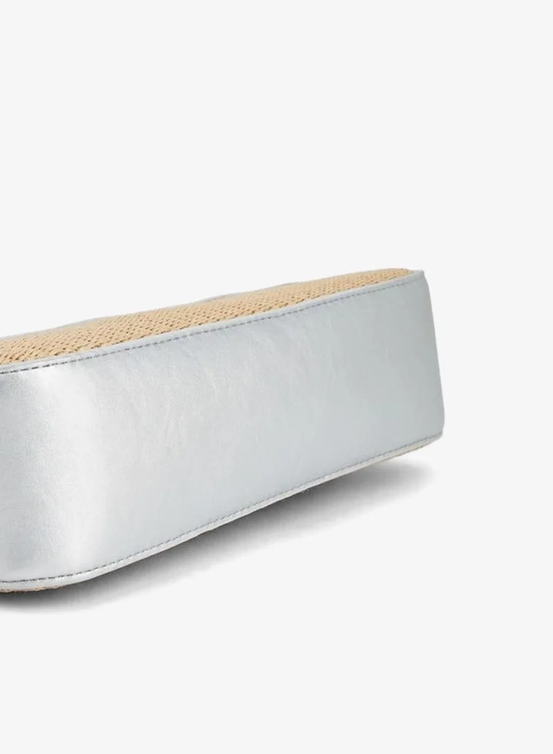 Peppermint SILVER Textured Shoulder Bag With Zip Closure for Women | Best Price UAE