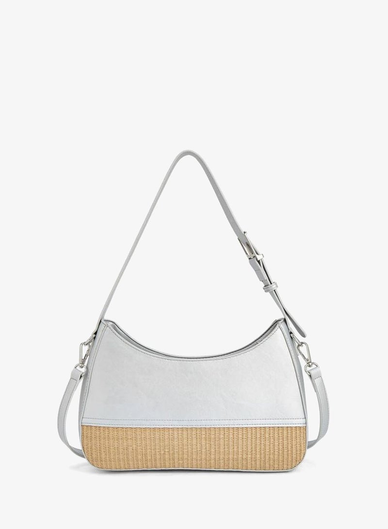 Peppermint Textured Shoulder Bag With Zip Closure - Image 5