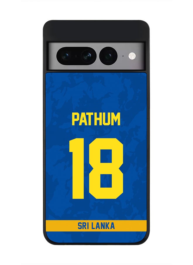Stylizedd - Rugged Black Edge Case for Google Pixel 7 Pro, Slim fit Soft Case Flexible Rubber Edges Thin Cover - Player Name - Pathum Nissanka, Jersey Number- 18 - Image 1