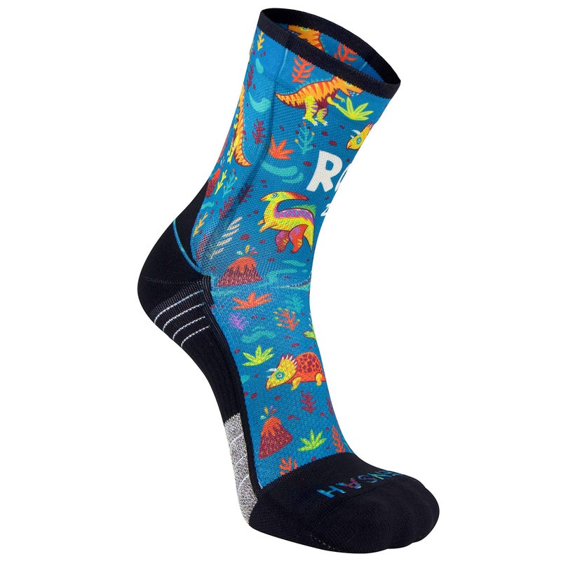 Zensah Limited Edition Running Socks - Fun and Crazy Mini Crew Compression Socks, Moisture Wicking and Anti Blister (Medium, Dinosaurs-Teal) - Image 3