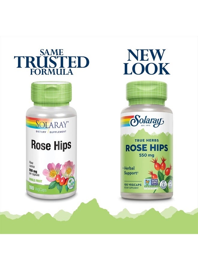 Solaray Solaray Rose HIPS Fruit 550mg | Healthy Skin, Joints & Immune Function Support | Source of Vitamin C & Bioflavonoids | Non-GMO & Vegan | 100 VegCaps  - Image 2