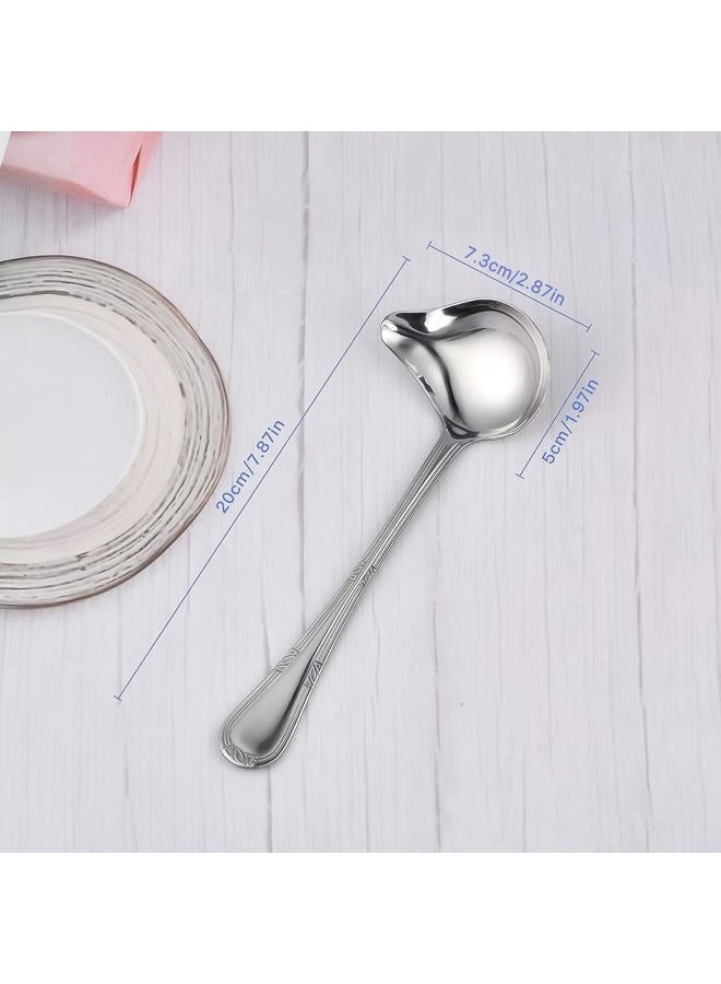 Worldity Stainless Steel Saucier Drizzle Spoon with Spout Small Gravy Ladle, 7.87" Soup Spoons Kitchen Utensil Mirror Polish Drizzle Spoon for Chocolates, Gravies and Sauces(2 Packs, Silver) - Image 2