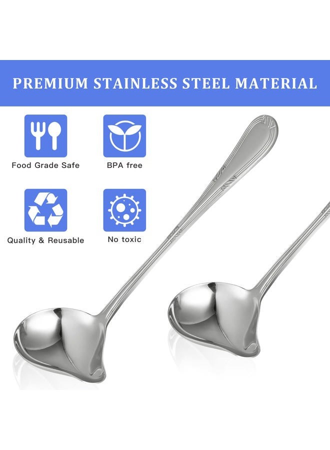 Worldity Stainless Steel Saucier Drizzle Spoon with Spout Small Gravy Ladle, 7.87" Soup Spoons Kitchen Utensil Mirror Polish Drizzle Spoon for Chocolates, Gravies and Sauces(2 Packs, Silver) - Image 3