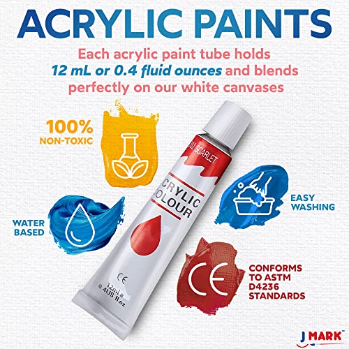 J MARK Painting Kit Includes Acrylic Paint Set, 8 x 10 in. Canvases, Brushes, Palette and More - Image 5