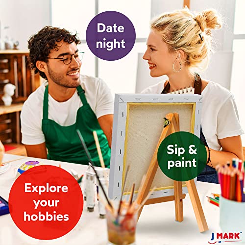 J MARK Painting Kit Includes Acrylic Paint Set, 8 x 10 in. Canvases, Brushes, Palette and More - Image 3