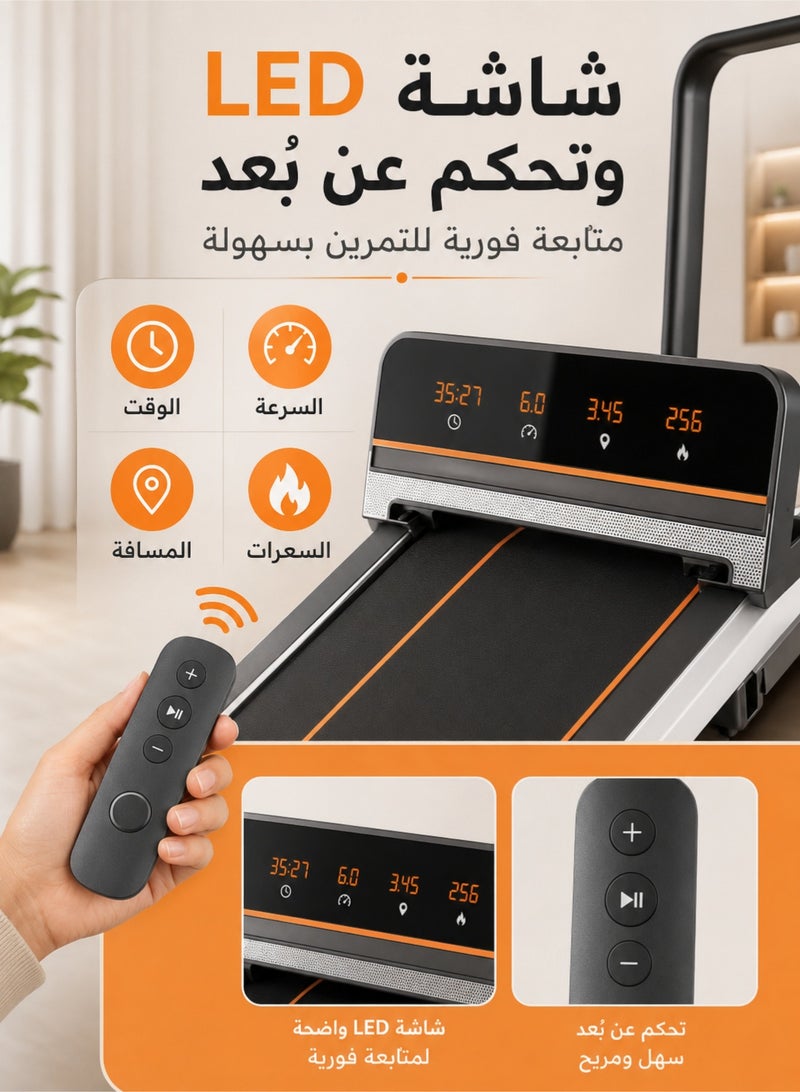 واكيمي جهاز مشي مكتبي قابل للطي 3 في 1، جهاز مشي وركض منزلي/مكتبي، شاشة LED منخفضة الضوضاء بقوة 2.5 حصان، برامج مُعدة مسبقًا وقابلة للتعديل - Image 3