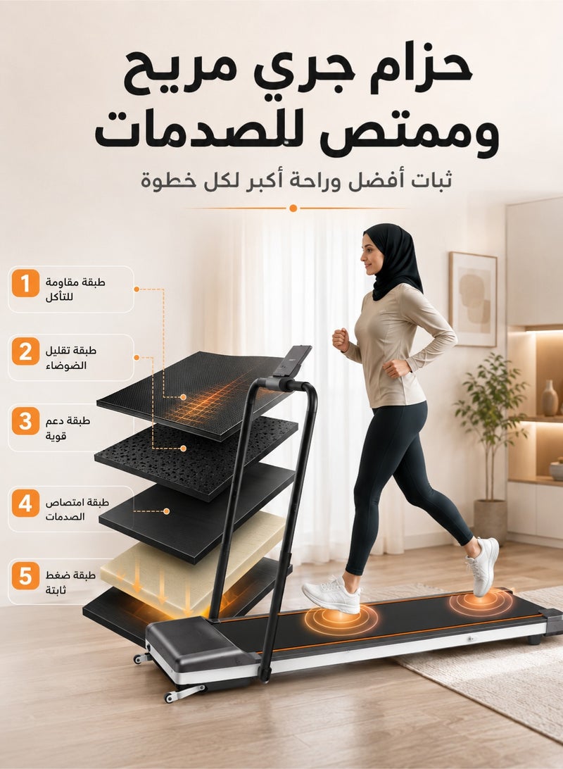 واكيمي جهاز مشي مكتبي قابل للطي 3 في 1، جهاز مشي وركض منزلي/مكتبي، شاشة LED منخفضة الضوضاء بقوة 2.5 حصان، برامج مُعدة مسبقًا وقابلة للتعديل - Image 5