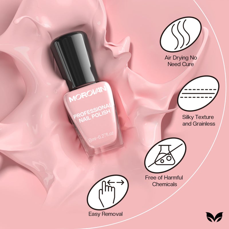 Morovan Rose Nail Polish Set: Fall Burgundy Dark Wine Cherry Red Hot Pink Fingernail Polish Kit Air Quick Dry Regular Finger Nail Polish Pack for Women Gift Holiday - Image 3