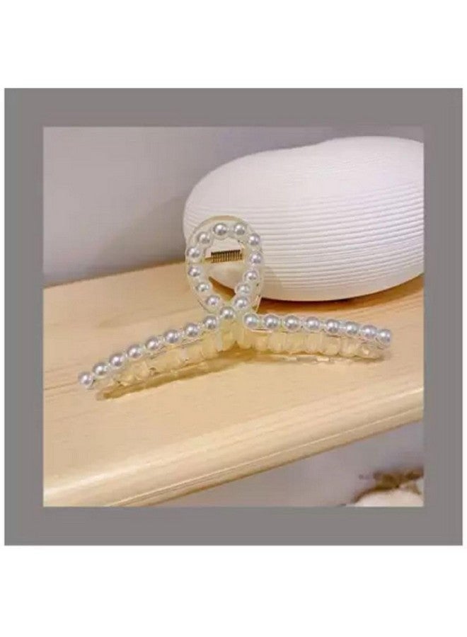 DN Creation Set of 1 Korean Fashionable Fancy Stylish Large Pearl Hair Claw Clips Clutches Barrettes Hair Accessories for Women & Girls - Image 1