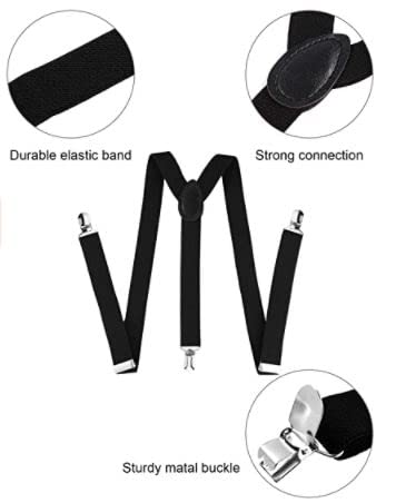 CLOTHERA Suspender and Premium Bow Tie Set with Flat/Golf cap for Men- Black - Image 3