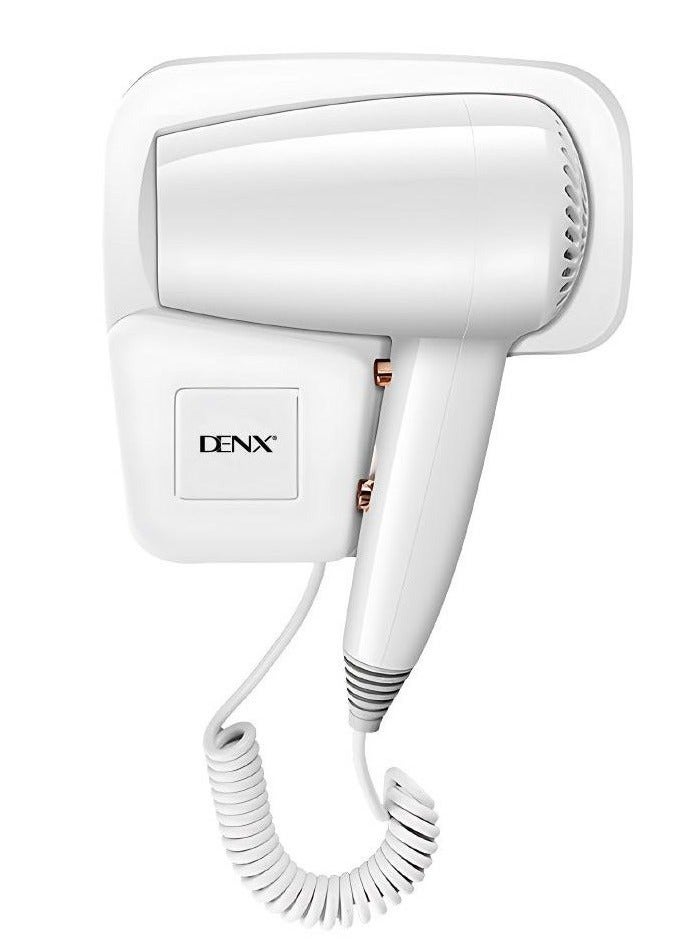 Denx Professional Wall-Mounted Hair Dryer: Compact, Lightweight, and Powerful 1250 W - No Drilling Required! Hot & Cold Settings, Automatic Shut-off, Moisture-Lock Technology, Quiet Operation - Image 1
