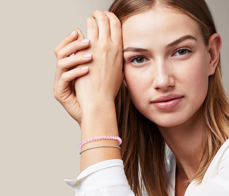 Tchibo Bracelet with Faceted Glass Stones, Silver and Pink  - Image 2