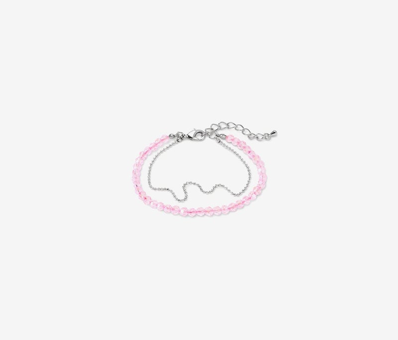 Tchibo Bracelet with Faceted Glass Stones, Silver and Pink  - Image 1