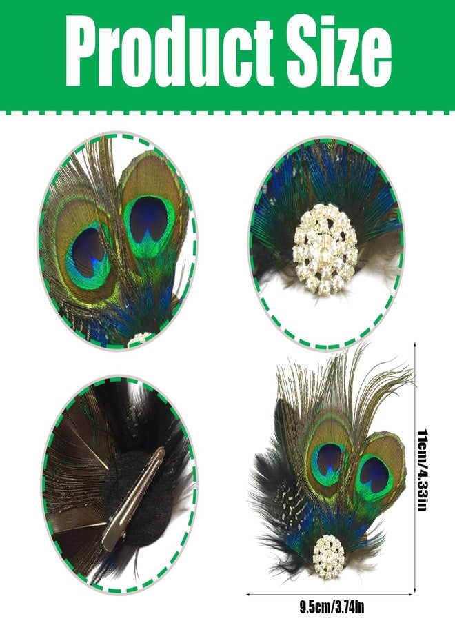 FAMEZA Vintage Peacock Feather Fascinator Hair Clip for Women | Faux Feather Headpiece with Rhinestone Accent | Decorative Hair Accessory for Bridal, Party and Dance Styling - Image 5