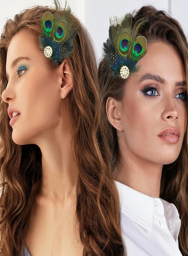 FAMEZA Vintage Peacock Feather Fascinator Hair Clip for Women | Faux Feather Headpiece with Rhinestone Accent | Decorative Hair Accessory for Bridal, Party and Dance Styling - Image 4