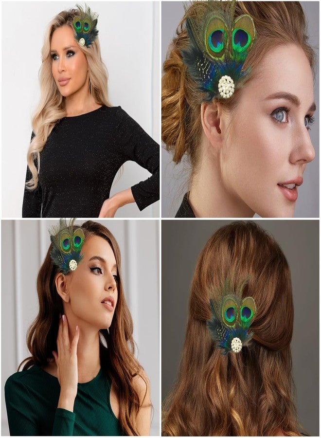 FAMEZA Vintage Peacock Feather Fascinator Hair Clip for Women | Faux Feather Headpiece with Rhinestone Accent | Decorative Hair Accessory for Bridal, Party and Dance Styling - Image 3