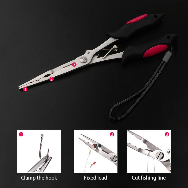Stainless Steel Long Nose Fishing Pliers With Hook Remover And Braid Cutter For Freshwater And Saltwater Fishing - Image 4
