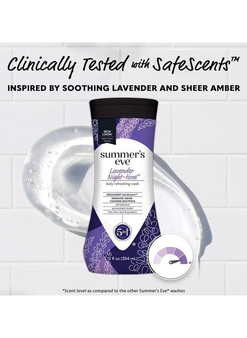Summer's Eve - Summer's Eve 5-in-1 Fresh Nighttime Feminine Wash, Lavender Scent, Deodorizes, pH Balanced, Dye-Free, Paraben-Free, Gynecologist Tested, 12 fl oz. (Pack of 1) - Image 1