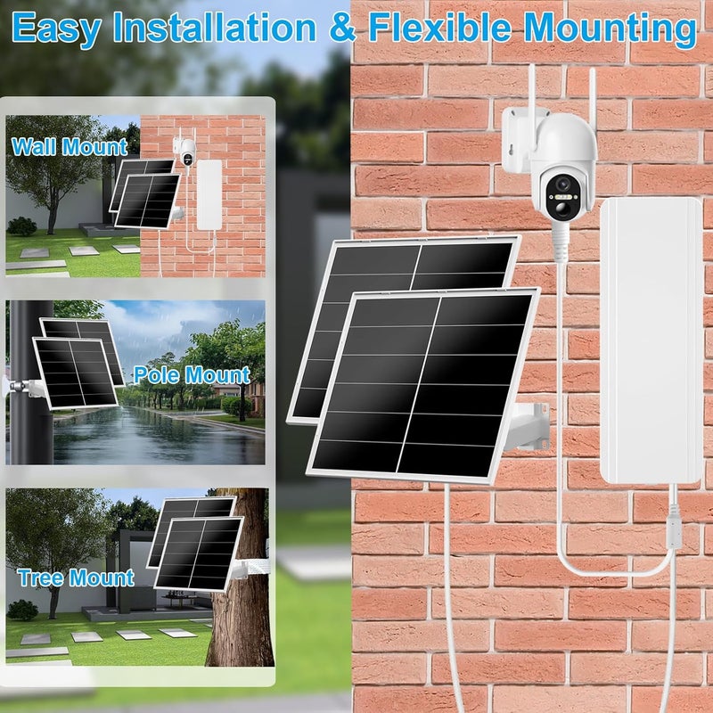 VUEBEE 40W Solar Panel Kit and 30000mAh Battery for PTZ Security Cameras, 5V/12V Adjustable Output, USB-C & DC Plugs, 360° Mount, IP66 Waterproof - Image 5