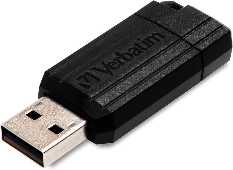 VERBATIM Gulf mainstream practical design 128GB Pinstripe USB 2.0 Flash Drive Retractable Thumb Drive – Black Labor saving - Image 1
