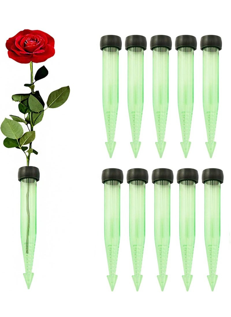 Aikanbo 10 Pcs Floral Water Tubes，Rose Flower Water Tubes，Floral Water Tubes with Anchor Pick/Vials and Flower Guide Booklet，for Flower Arrangements，Includes Rubber Cap with Hole for Flower stem  - Image 1